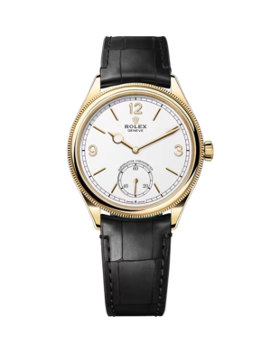 Rolex Perpetual 1908 White Dial Black Yellow Gold